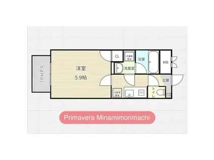 PRIMAVERA MINAMIMORIMACHI(1K/5階)の間取り写真
