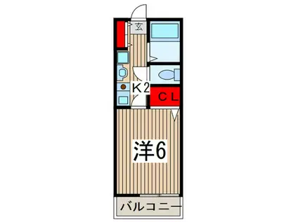 ヴェルディー富士見(1K/2階)の間取り写真