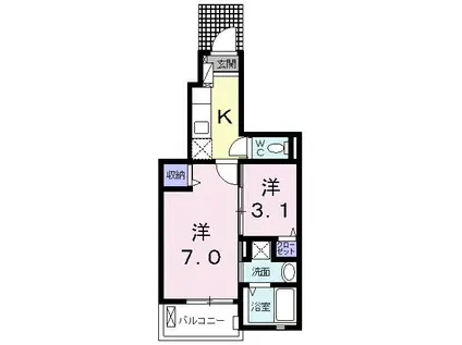 セレーノ モチヅキI(1SK/1階)の間取り写真