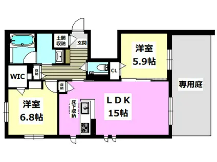 シャーメゾン 若園(2LDK/1階)の間取り写真