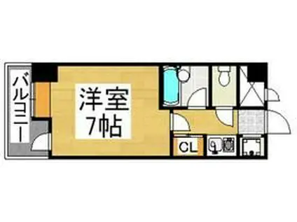 ピュアドームリバージュ平尾(1K/7階)の間取り写真