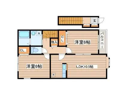 ロマイエII(2LDK/2階)の間取り写真