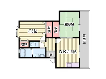 ジュネス香呂(2DK/1階)の間取り写真