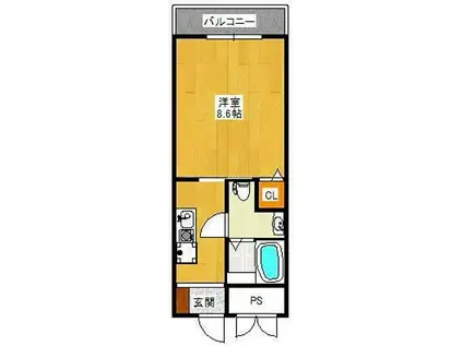 サン・アヴァンセSUN AVANCE(1K/1階)の間取り写真