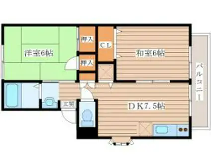 ベルパーク川平II番館(2DK/2階)の間取り写真