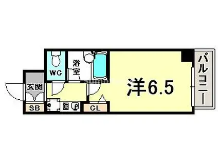 エスリード三宮第3(1K/4階)の間取り写真