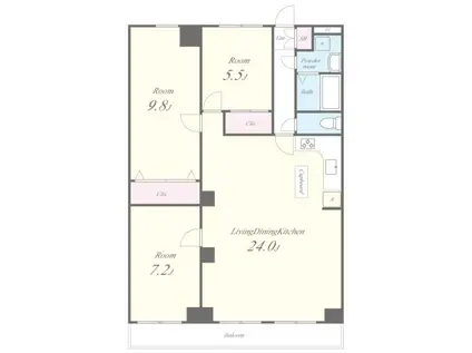 日本橋グリーンハイツ(3LDK/6階)の間取り写真