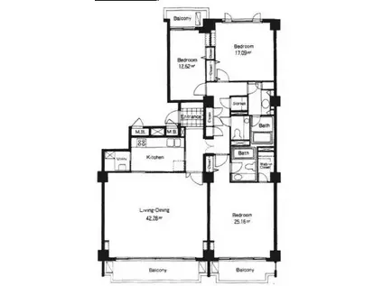 広尾ガーデンヒルズ第一マンションズ(3LDK/6階)の間取り写真