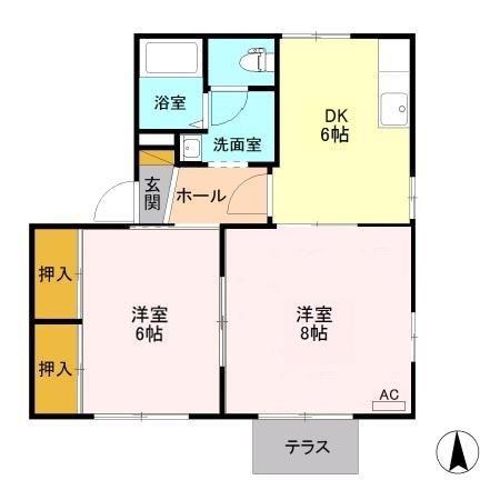 サンハイツS A(2DK/1階)の間取り写真