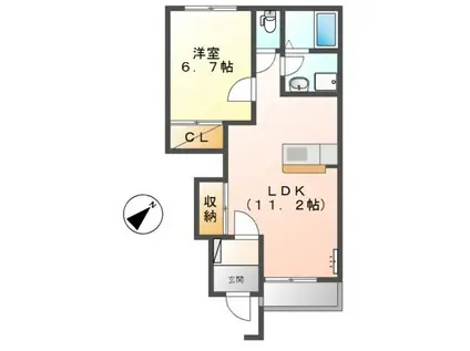 グリーンハイツ(1LDK/1階)の間取り写真