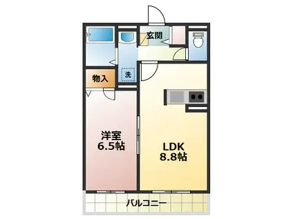 SOLARE LUNA ソラーレルナ(1LDK/2階)の間取り写真