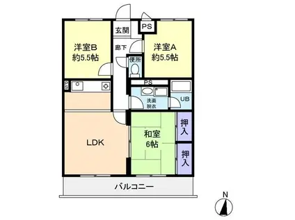 ヴィラ平林II(3LDK/2階)の間取り写真