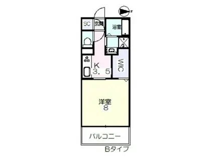 ヴァンベール京山(1K/1階)の間取り写真