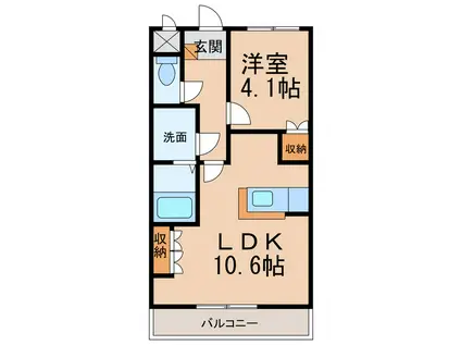 ヴェニール紀の川(1LDK/1階)の間取り写真