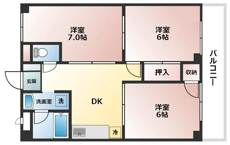 コートリヴェール 6階階 間取り