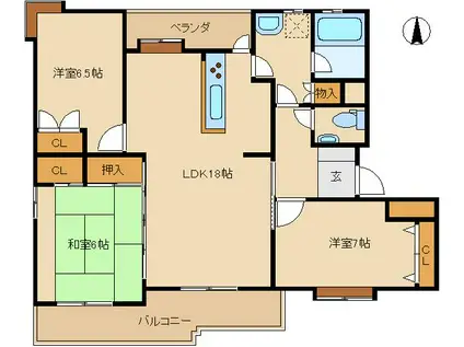 ビューティーライフ荒牧(3LDK/1階)の間取り写真