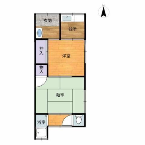 平尾ハイツ(2K/1階)の間取り写真