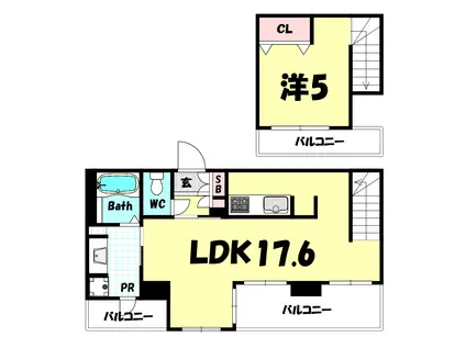 オーキッドレジデンス神戸三宮(1LDK/13階)の間取り写真