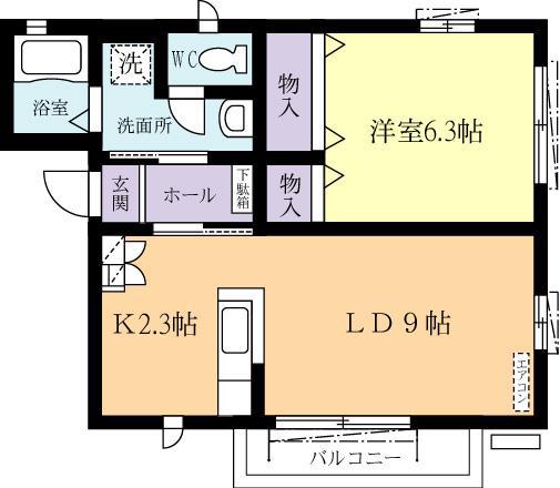 フィールドI(1LDK/1階)の間取り写真