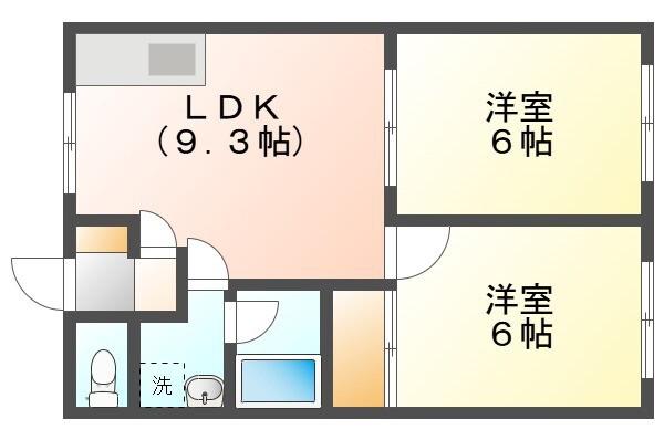 プラムハイツ(2LDK/1階)の間取り写真