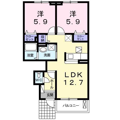 フォレスト ガーデン 柾(2LDK/1階)の間取り写真