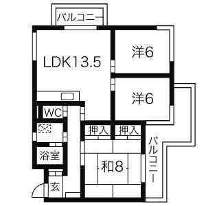 フローラ八幡山(3LDK/1階)の間取り写真