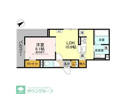 ビーネ北坂戸(1LDK/3階)の間取り写真