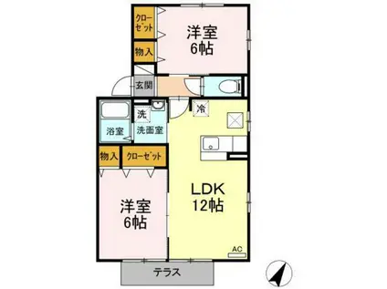 メゾン四季弐番館(2LDK/1階)の間取り写真