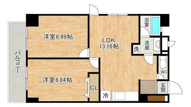 タカフジ・アパートメント(2LDK/9階)の間取り写真