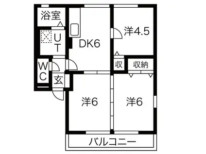レトア・シャトーA(3DK/1階)の間取り写真