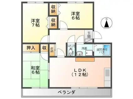 鍛冶町スクエアB(3LDK/1階)の間取り写真
