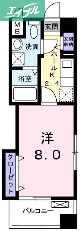 レジデンス下伊福 颯(1K/3階)の間取り写真