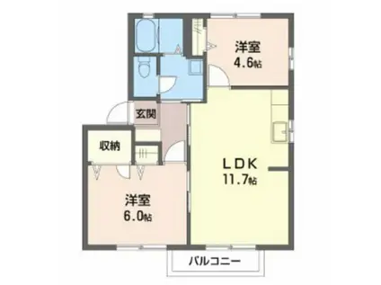 フォーレス西栄A(2LDK/2階)の間取り写真