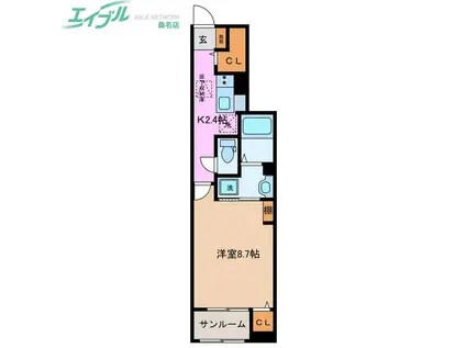 フォレストガーデン B(1K/1階)の間取り写真