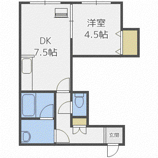 Kコート北19条(1LDK/2階)の間取り写真