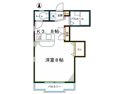 ハウスダイアリー(ワンルーム/2階)の間取り写真