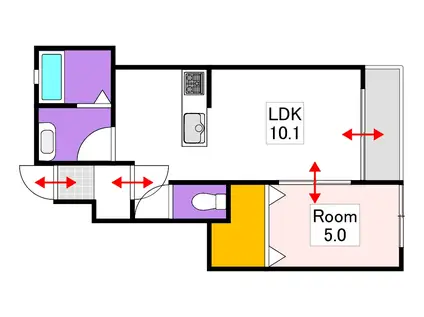 フォレスト庭瀬(1LDK/1階)の間取り写真