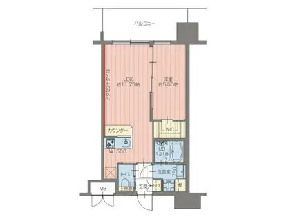 プレジオ三国EURO(1LDK/12階)の間取り写真