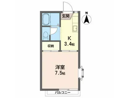 グリーンピース(1K/2階)の間取り写真