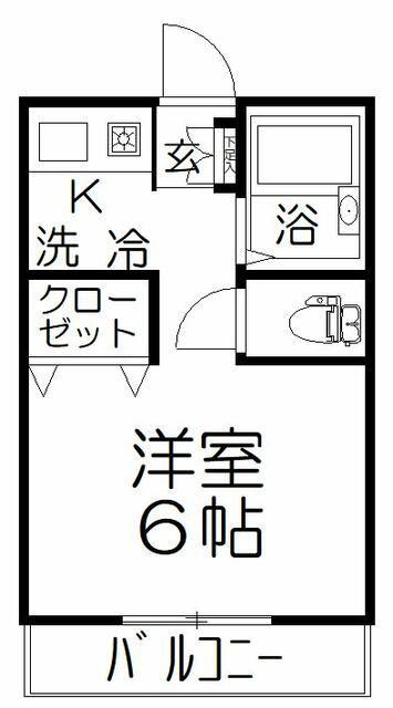 フローラ花俣(1K/2階)の間取り写真