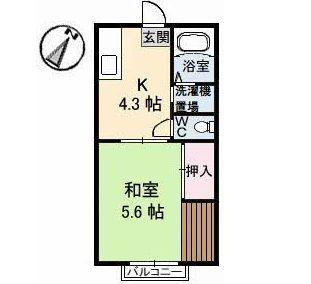 サンライフ前田NO.2(1K/2階)の間取り写真