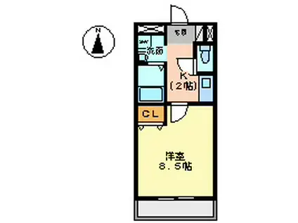 アムール白浜(1K/3階)の間取り写真