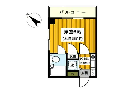 DORMITORY GOKOH(1K/2階)の間取り写真