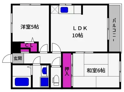 ヒルズコート御影山手(2LDK/1階)の間取り写真