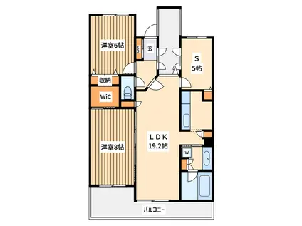 ランドシティ玉川学園ロイヤルテラス(2SLDK/6階)の間取り写真