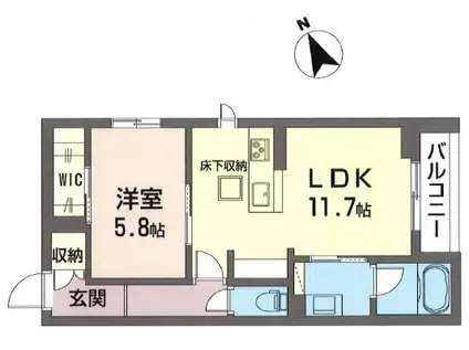 リリーフォレスト(1LDK/1階)の間取り写真
