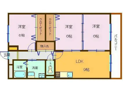 スカイマンションC棟(3LDK/3階)の間取り写真