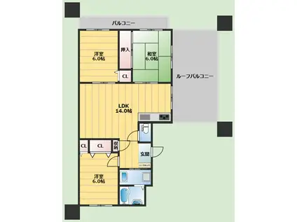 新千里ハイツこうじ(3LDK/6階)の間取り写真