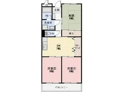 リンピアMIYAKE(3DK/2階)の間取り写真