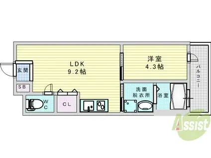 MDI三国コート(1LDK/5階)の間取り写真